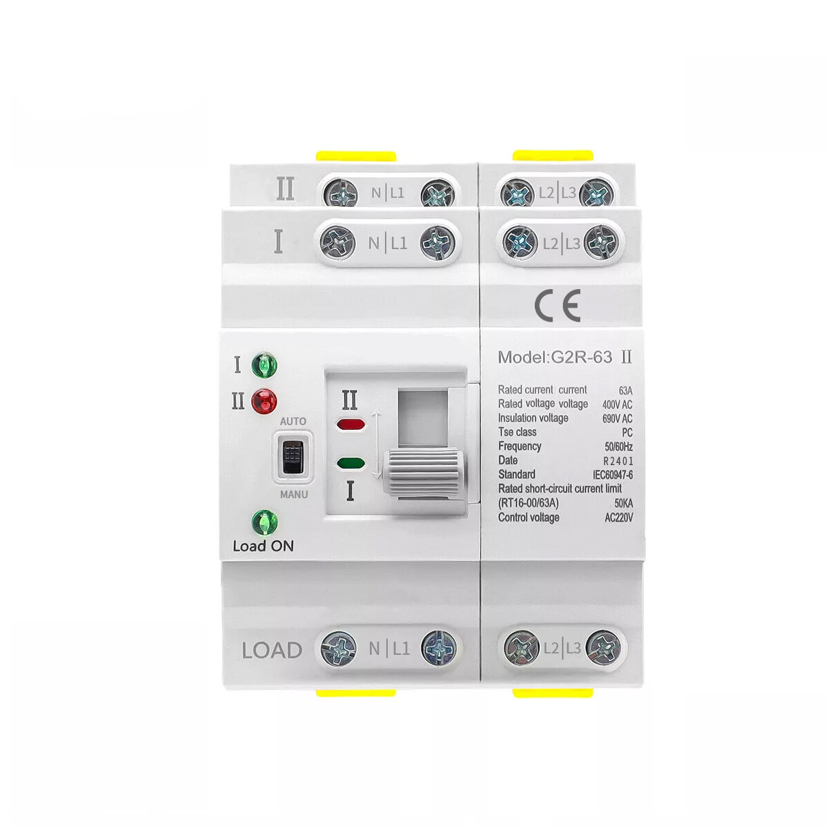 NEW Mini Dual Power Automatic Transfer Switch Grid to Alternator 4P 63A 220V