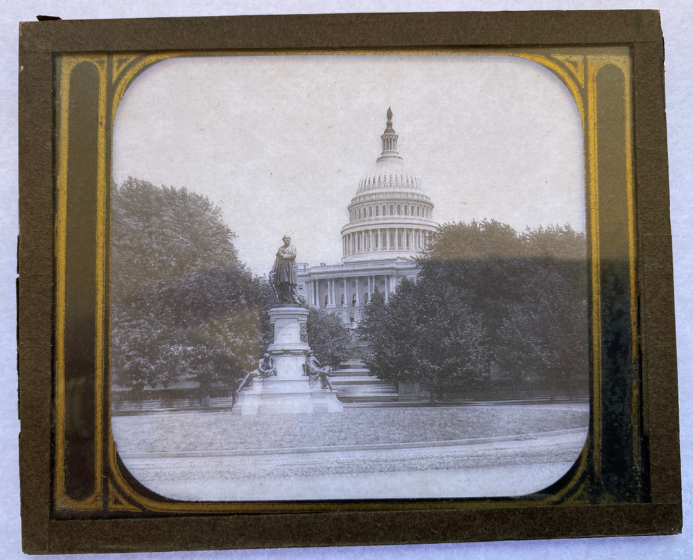 MAGIC LANTERN SLIDE WASHINGTON DC GARFIELD MONUMENT 1880'S