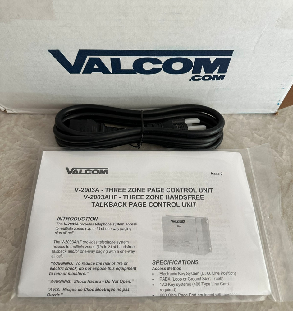 V-2003A VALCOM PAGE CONTROL - DATED: MARCH 2024