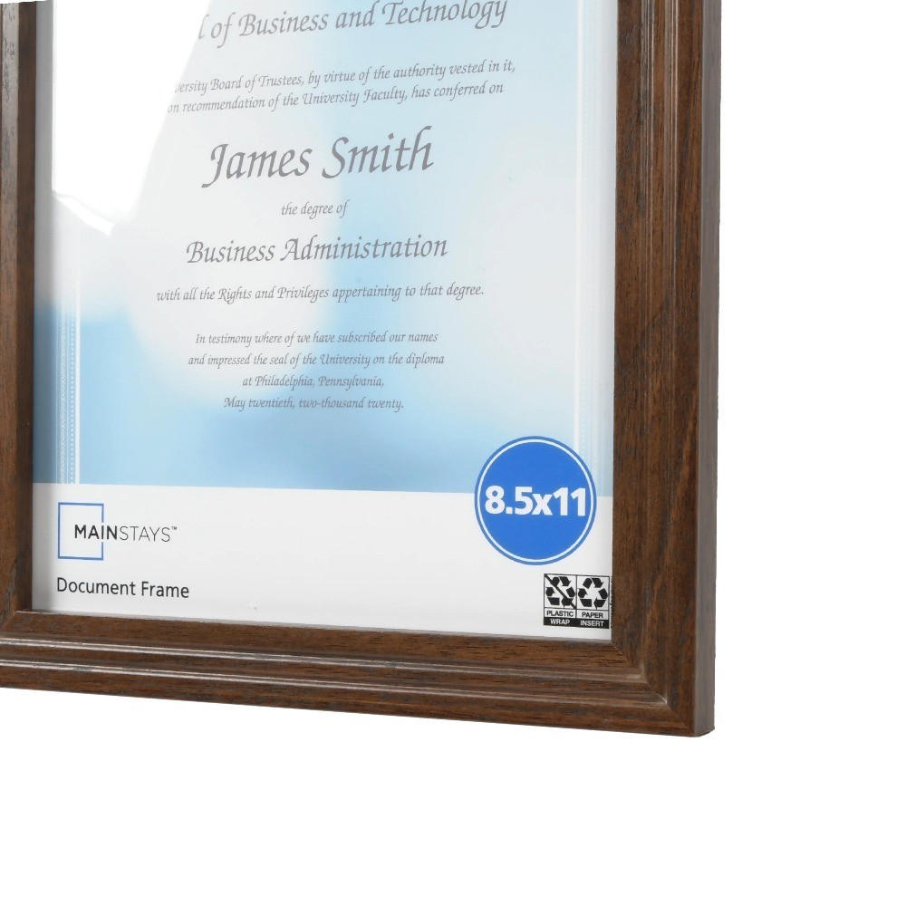 8.5x11 Walnut Picture Frame for Wall or Tabletop Display Document Photo Frame