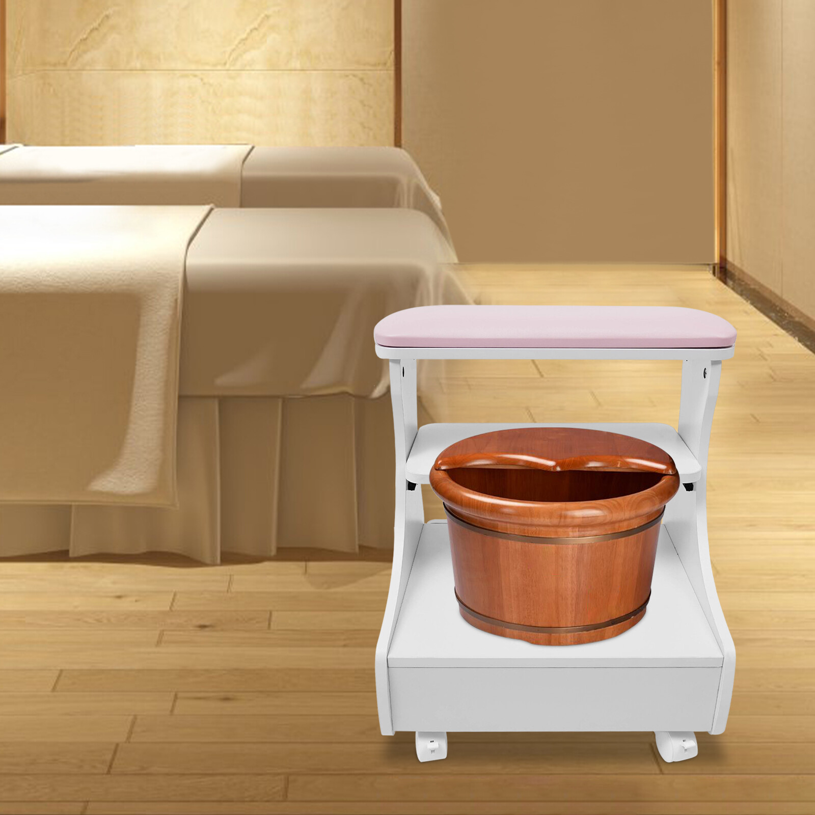 Foot Rest Pedicure Manicure Funiture, Trolley for Foot Bath, Footbath Stool