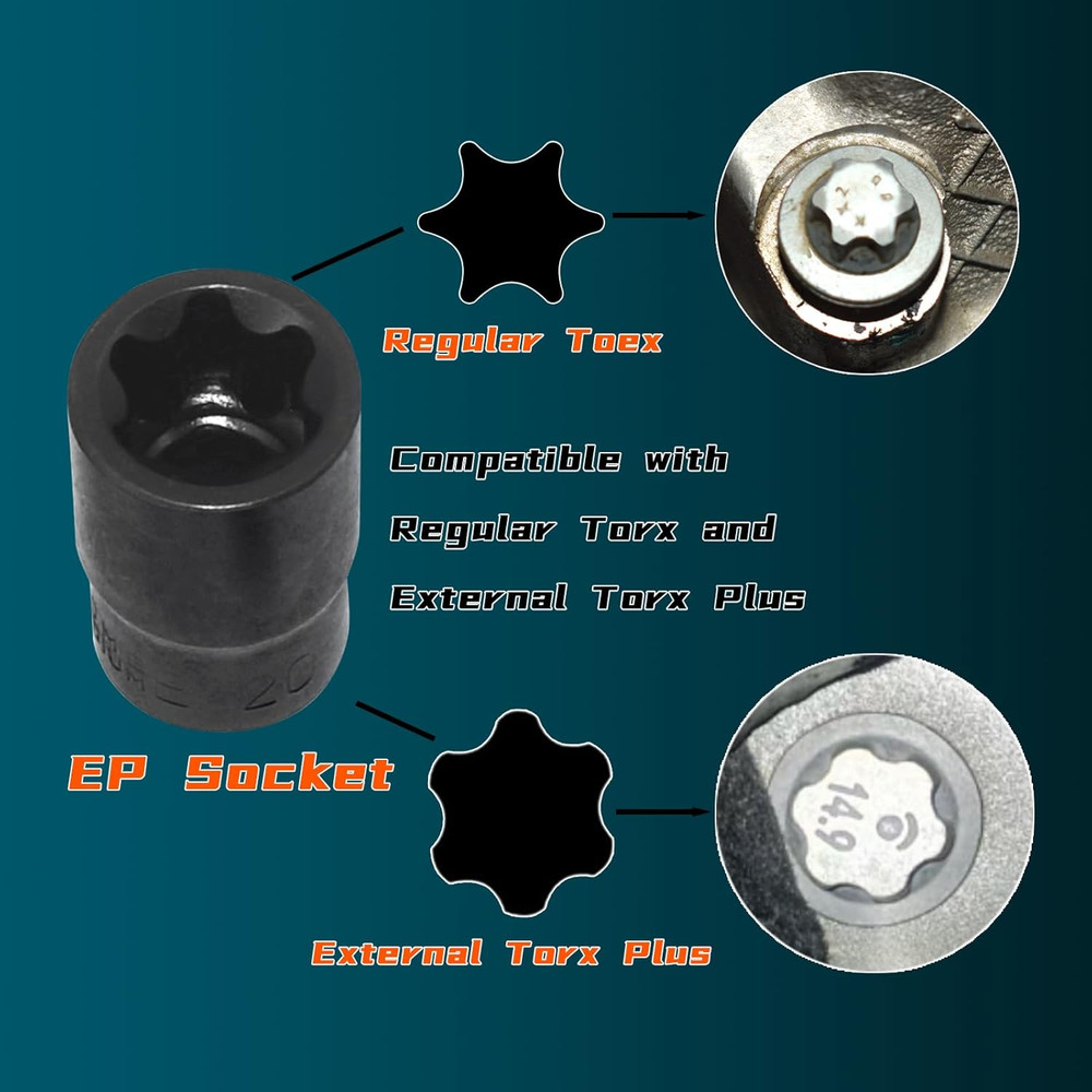 Torx plus Socket Set, External Torx plus 6 Point EP Socket EP4 - EP32 19Pcs with
