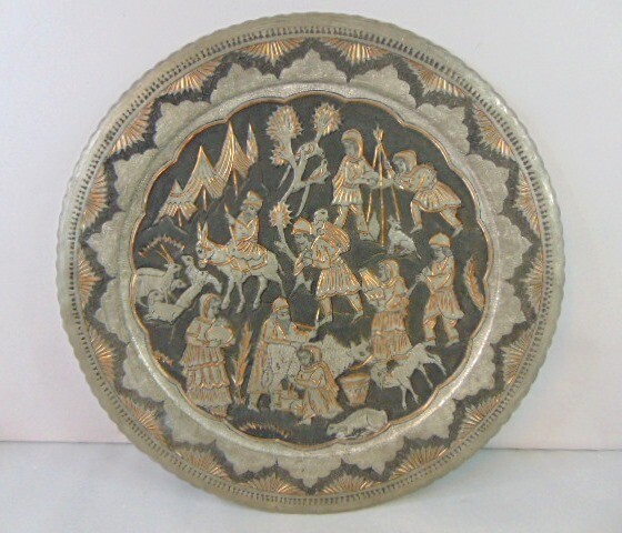 Vintage Antique Decorative Middle Eastern Copper Tray