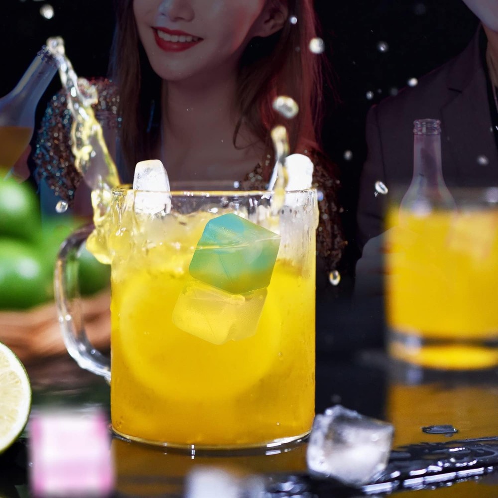 Reusable Ice Cube for Drinks - Multi-Color Plastic 0.98”, Multicolor
