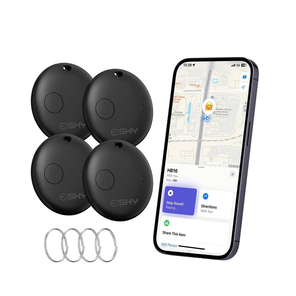 Esky Air Tracker Tags-4 Pack, Bluetooth Smart Luggage Tracker Works with Appl...