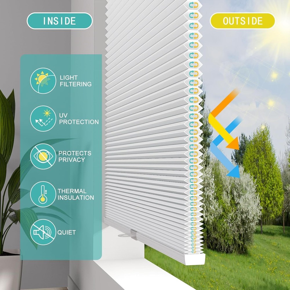Changshade Light Filtering Top Down Bottom Up No Drill Cellular Shade Honeycomb