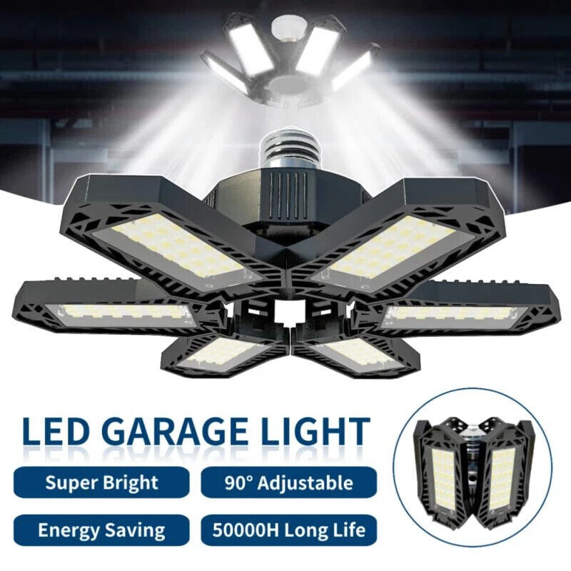 2-10X LED Garage Lights Deformable 900W Super Bright Work Shop Ceiling Lamps USA