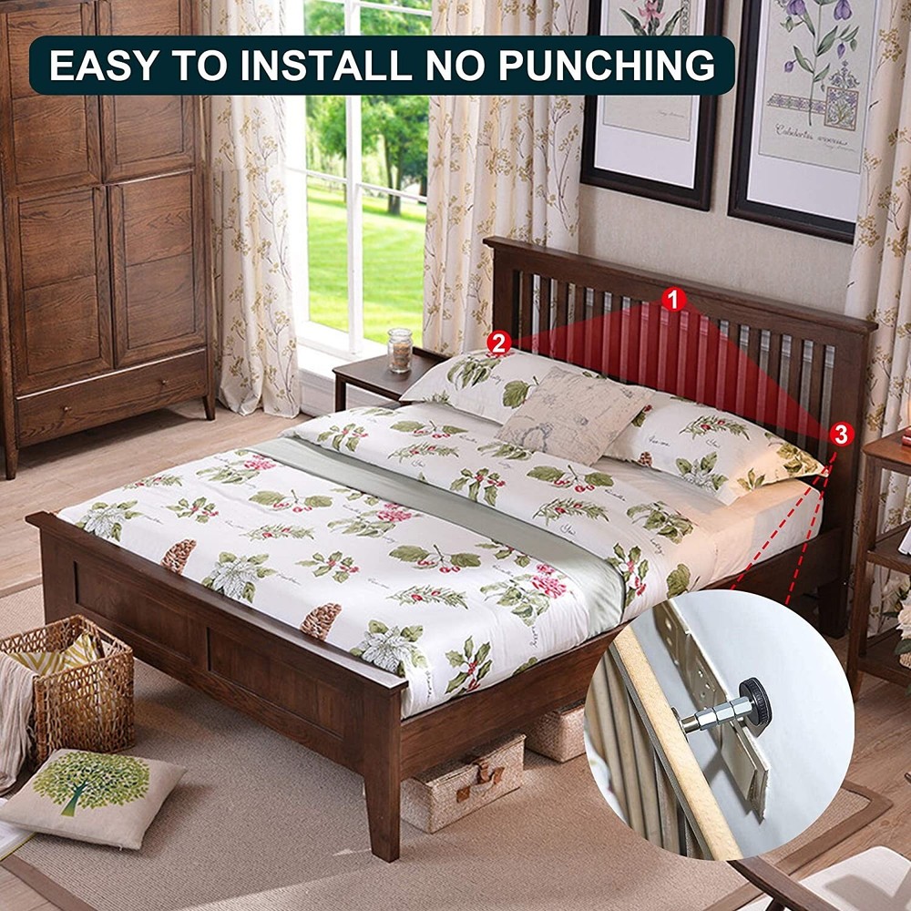 4 Pack Threaded Bed Frame Anti-Shake Tool Adjustable Headboard Stopper No Noise