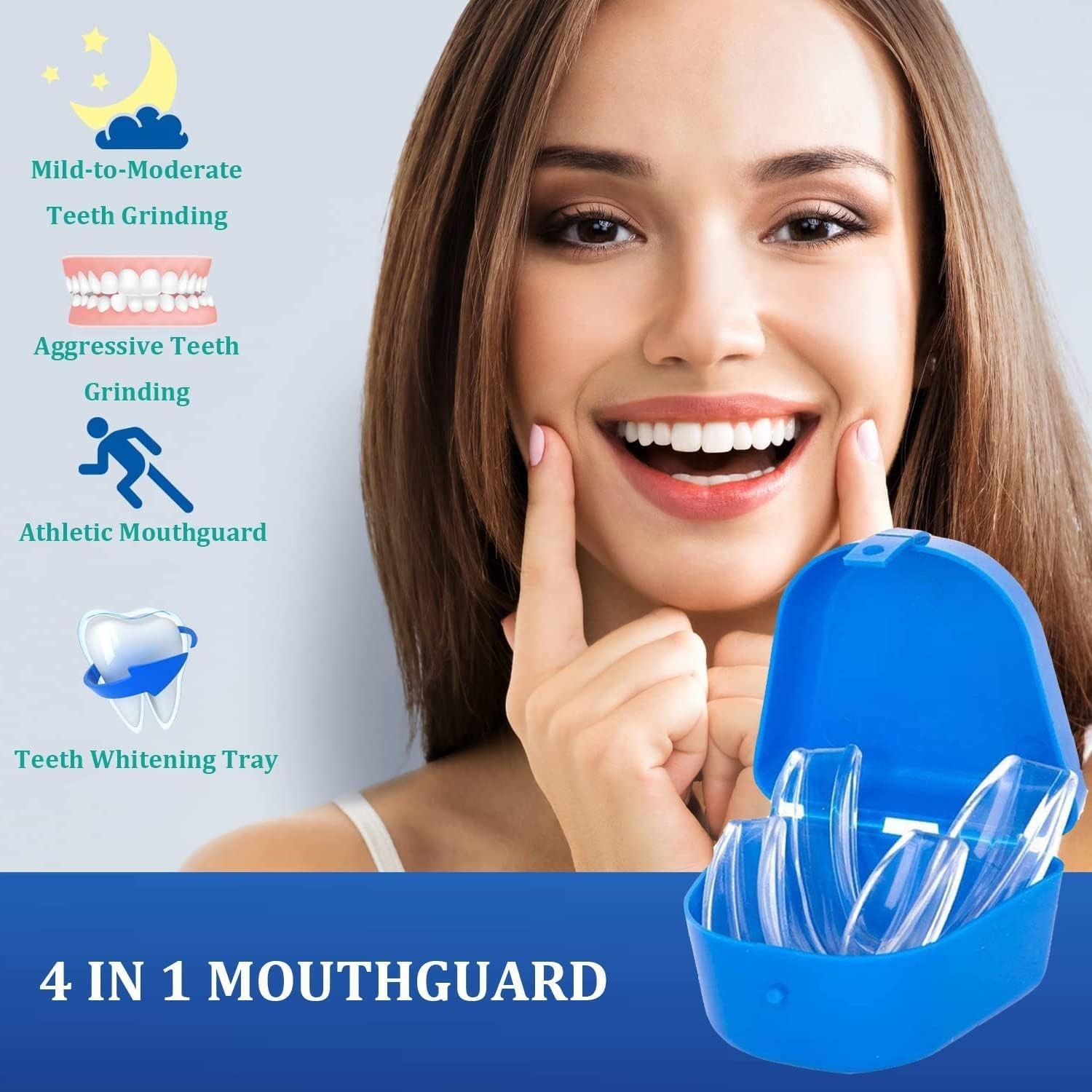 Moldable Mouth Guard 2 Sizes, Pack of 4 Teeth Clenching Grinding at Night Sleep