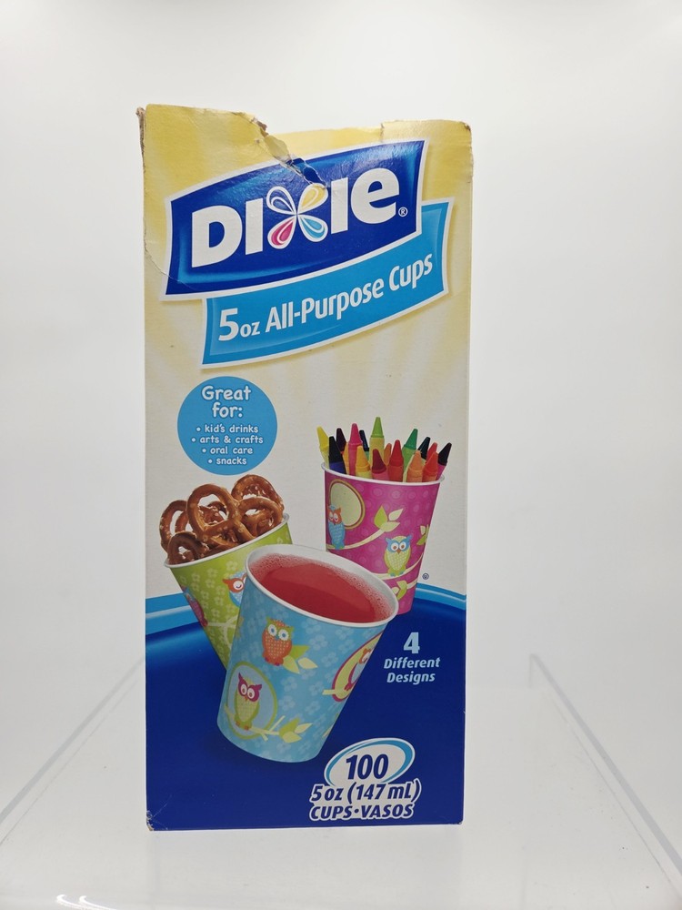 Dixie 5 oz Cups Disposable Fun w Owls 4 Designs Partial