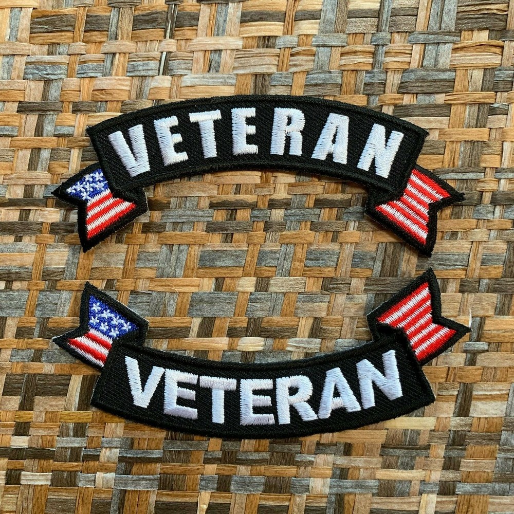 VETERAN Small Rocker American Flag Patch