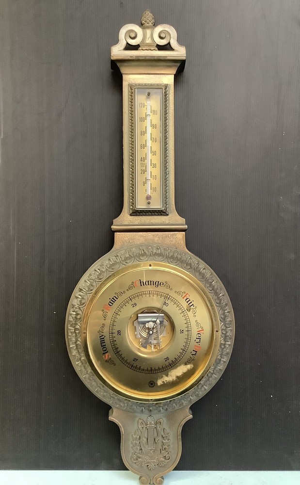 Vintage German Made Bronze Barometer 30.25” L