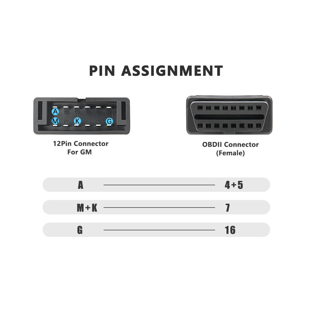 GM 12 Pin OBD1 to OBD2 16 PIN Car Diagnostic Code reader Connector Adapter Cable
