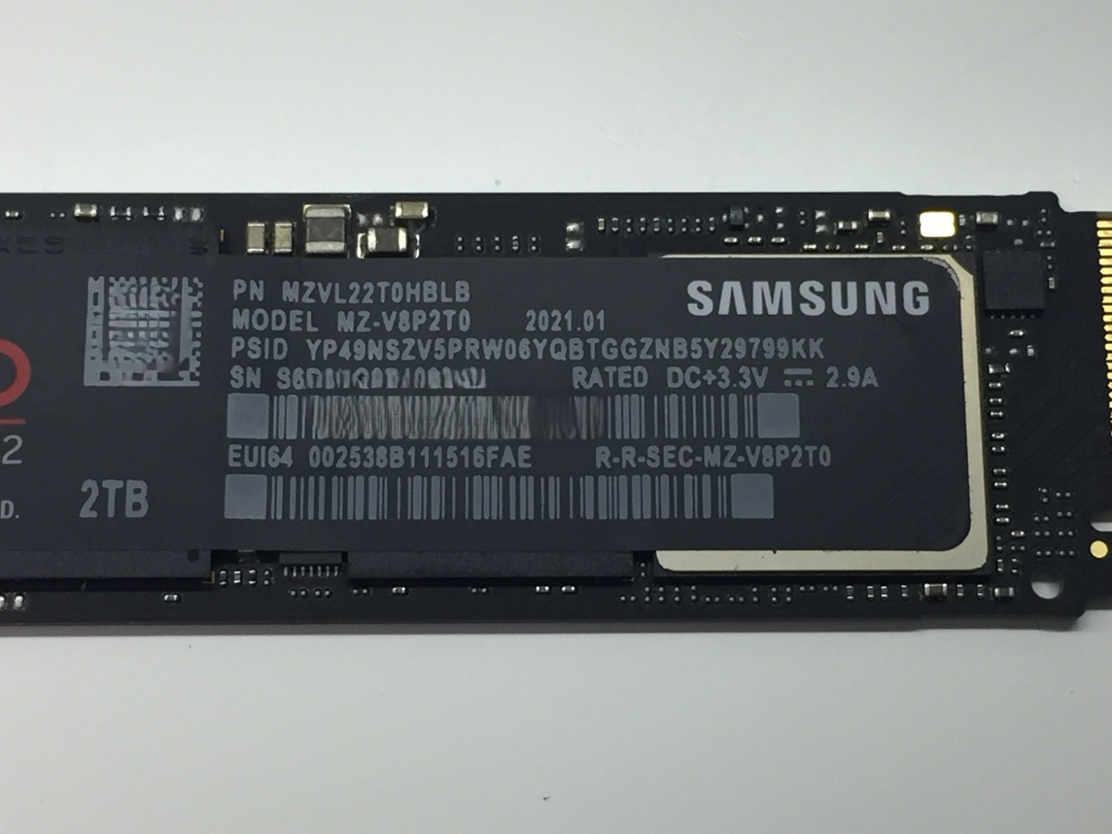 AS IS - DEFECTIVE - Samsung 980 PRO 2TB V-NAND SSD NVMe M.2 SSD MZ-V8P2T0B/AM