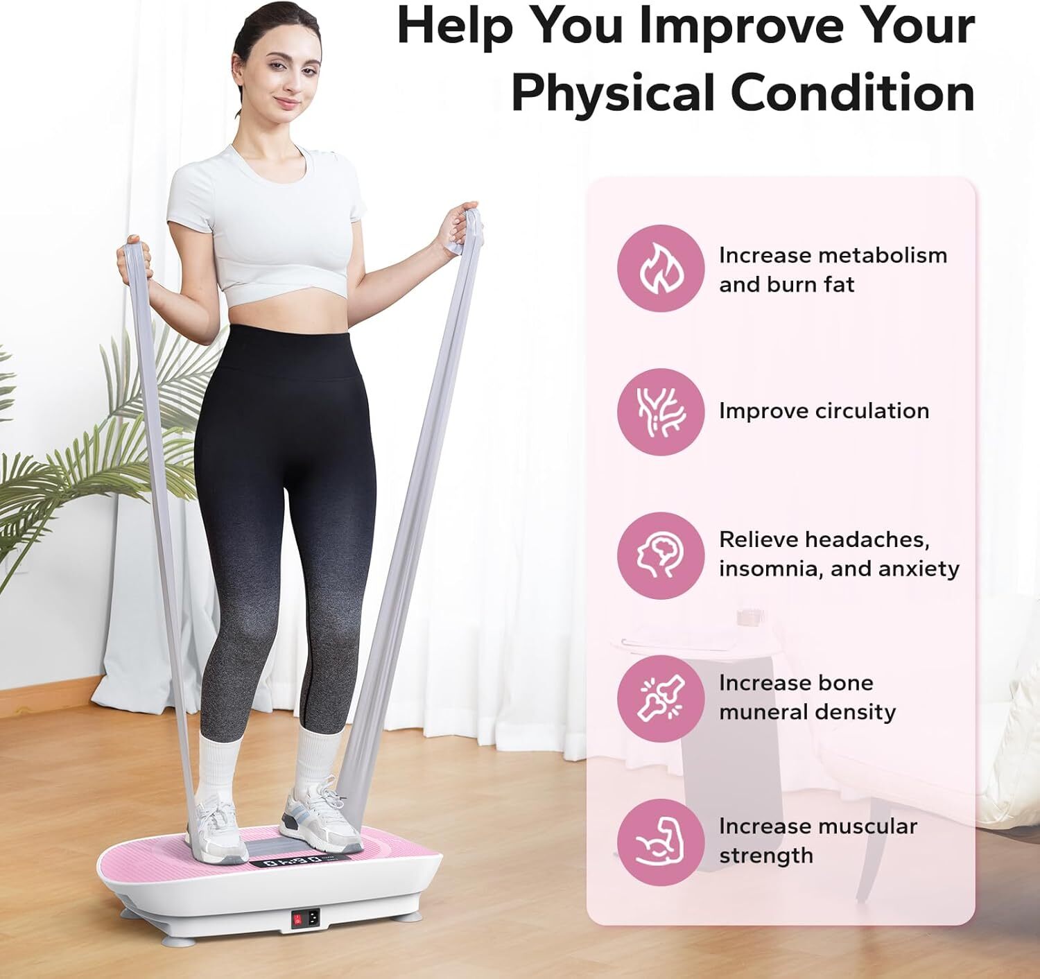 MERACH Vibration Plate Whole Body Workout Fitness Platform Exercise Machine Pink