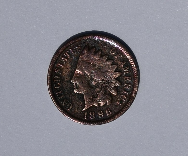 1896 Indian Head One Cent Penny Error Bronze Slight Rainbow Tone Error