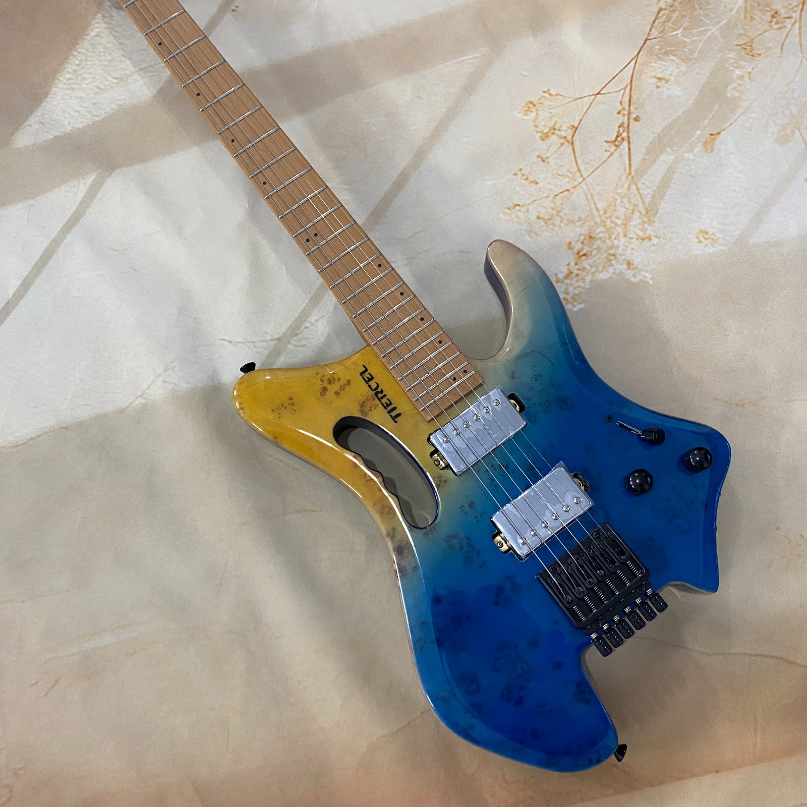 Headless Guitar HH pickups basswood body blue Discount