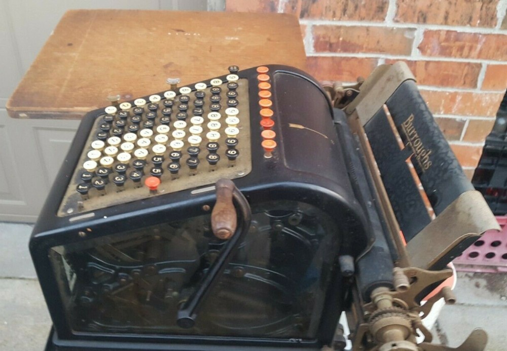 Vintage Burroughs Class 1 Model 1 1924 Adding Machine W/Stand