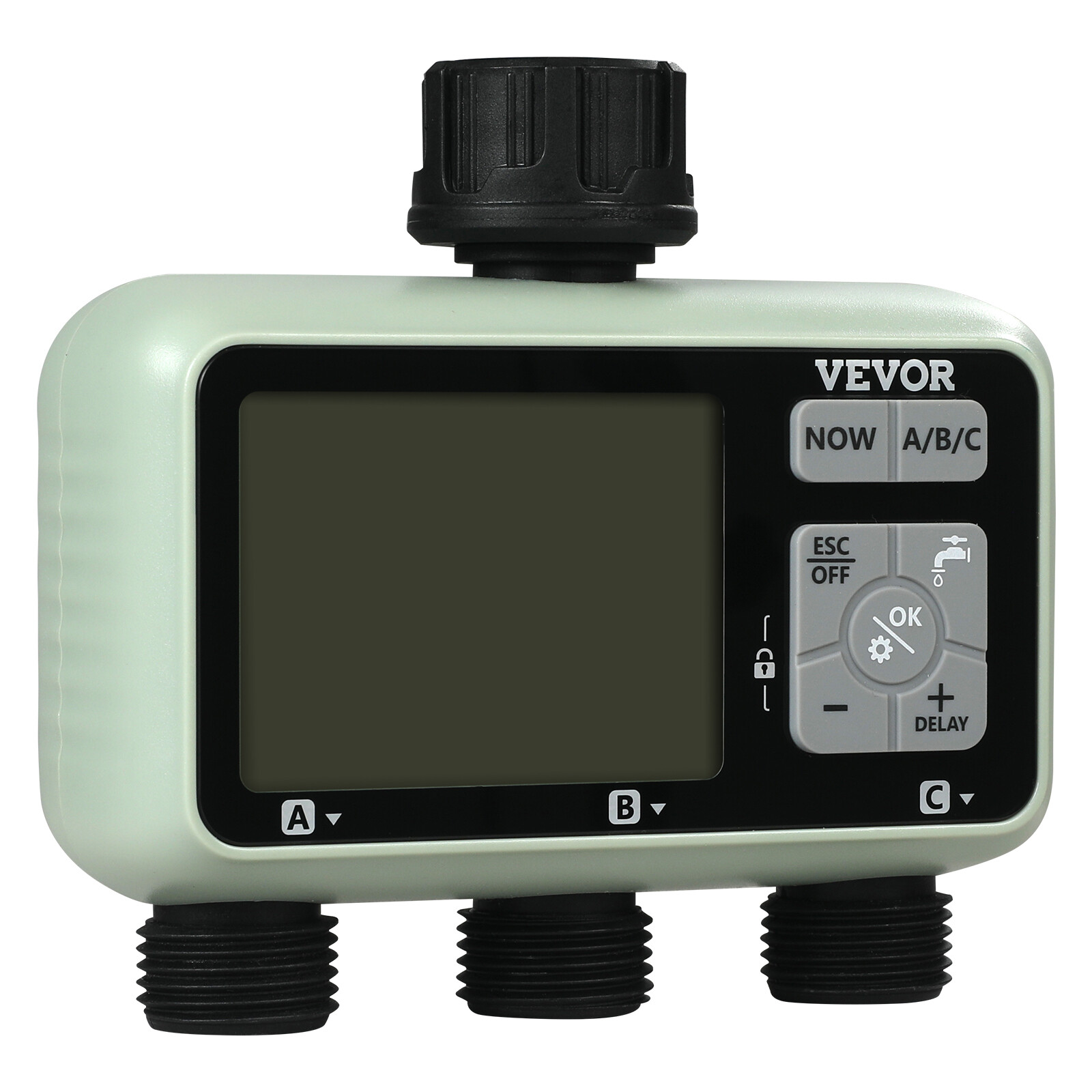 VEVOR Water Timer 3 Outlets Hose Watering Sprinkler Timer LCD Rain Delay Mode