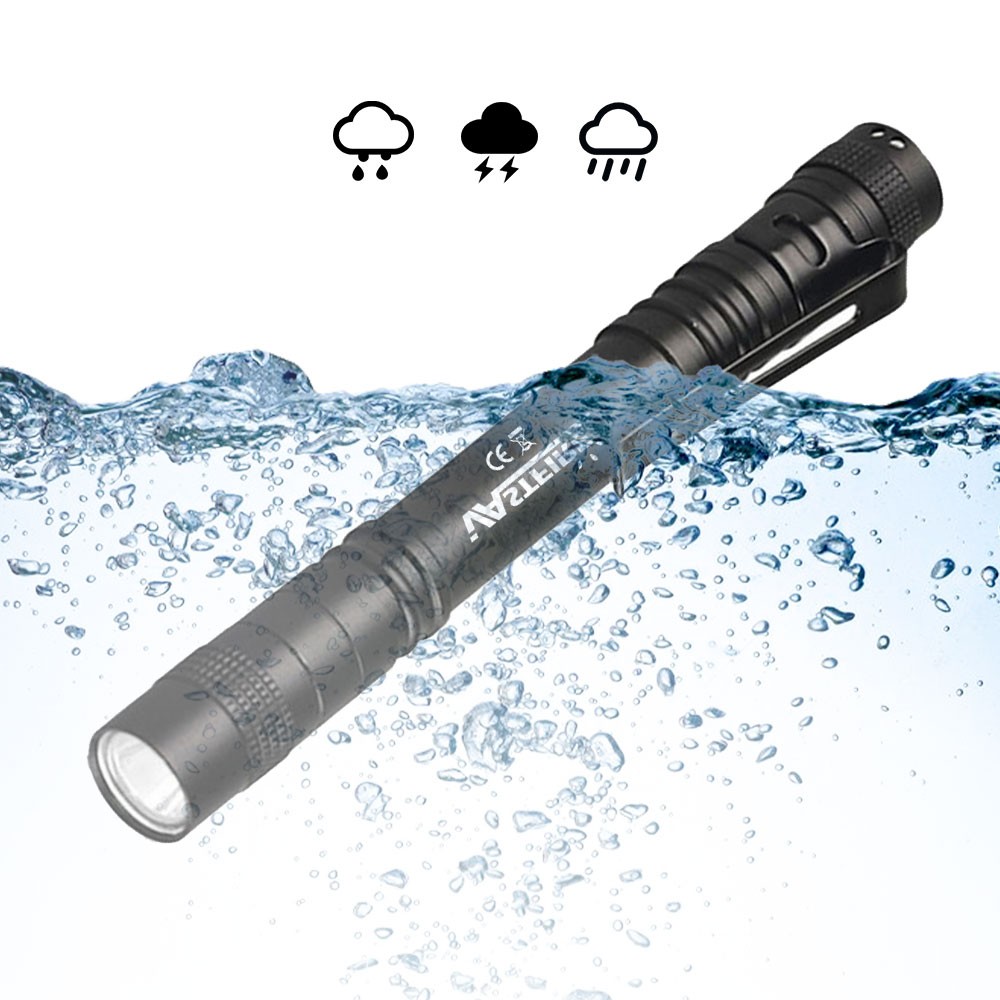 5X Mini LED Flashlight Work Light Camping Small Torch Clip Penlight Pocket Lamp