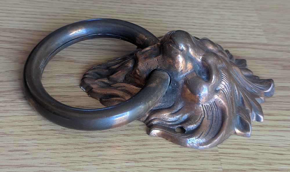 Brass Lion Drawer Pull Ring Door Knocker Vintage