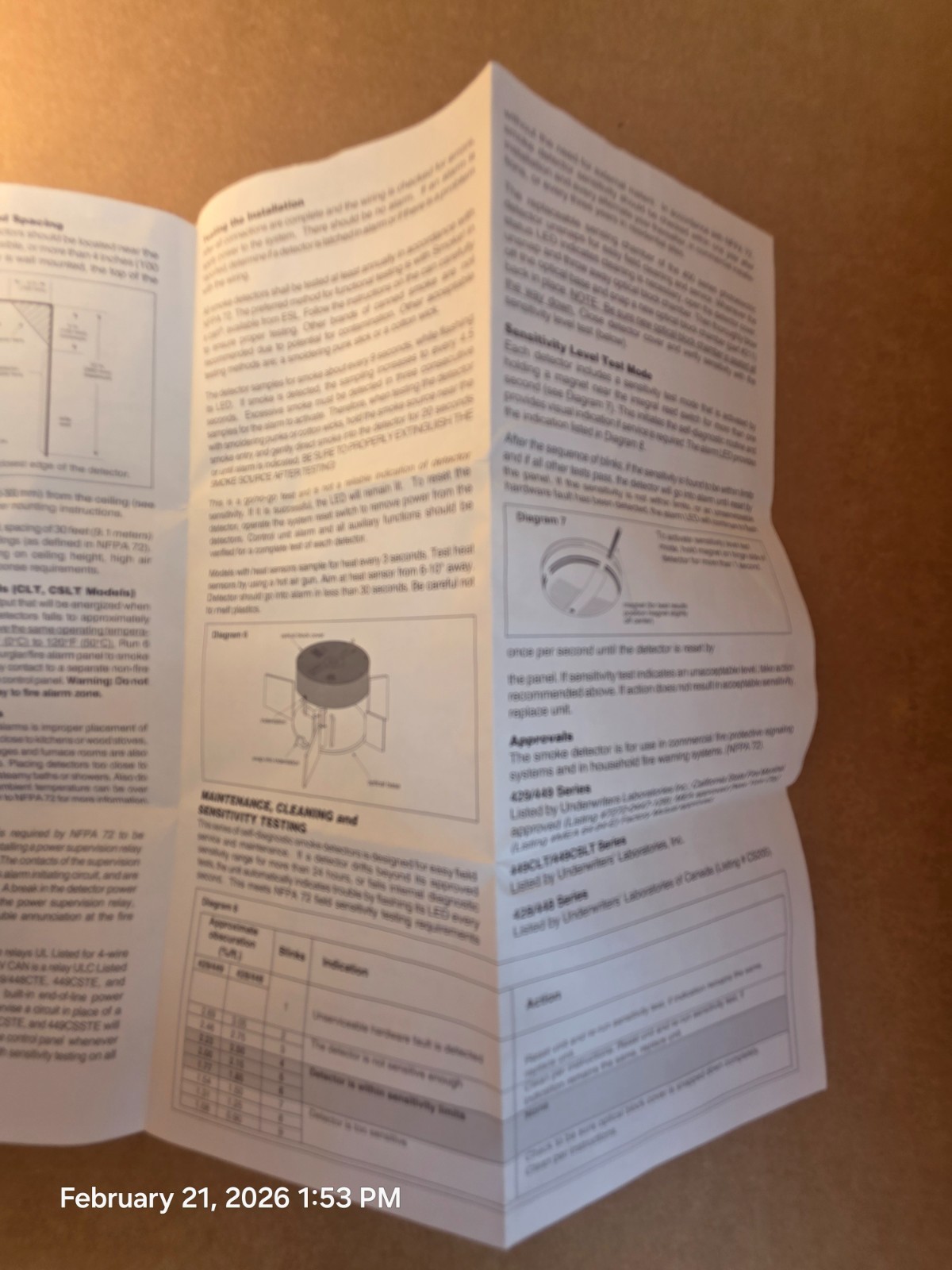 Sentrol ESL 429C Photoelectric Self Diagnostic Smoke Hardwired Detector New In B