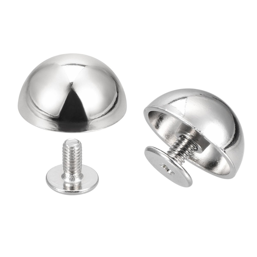 15x7.5mm Screw Back Rivets Round Cable Head Leather Studs Silver 20 Sets