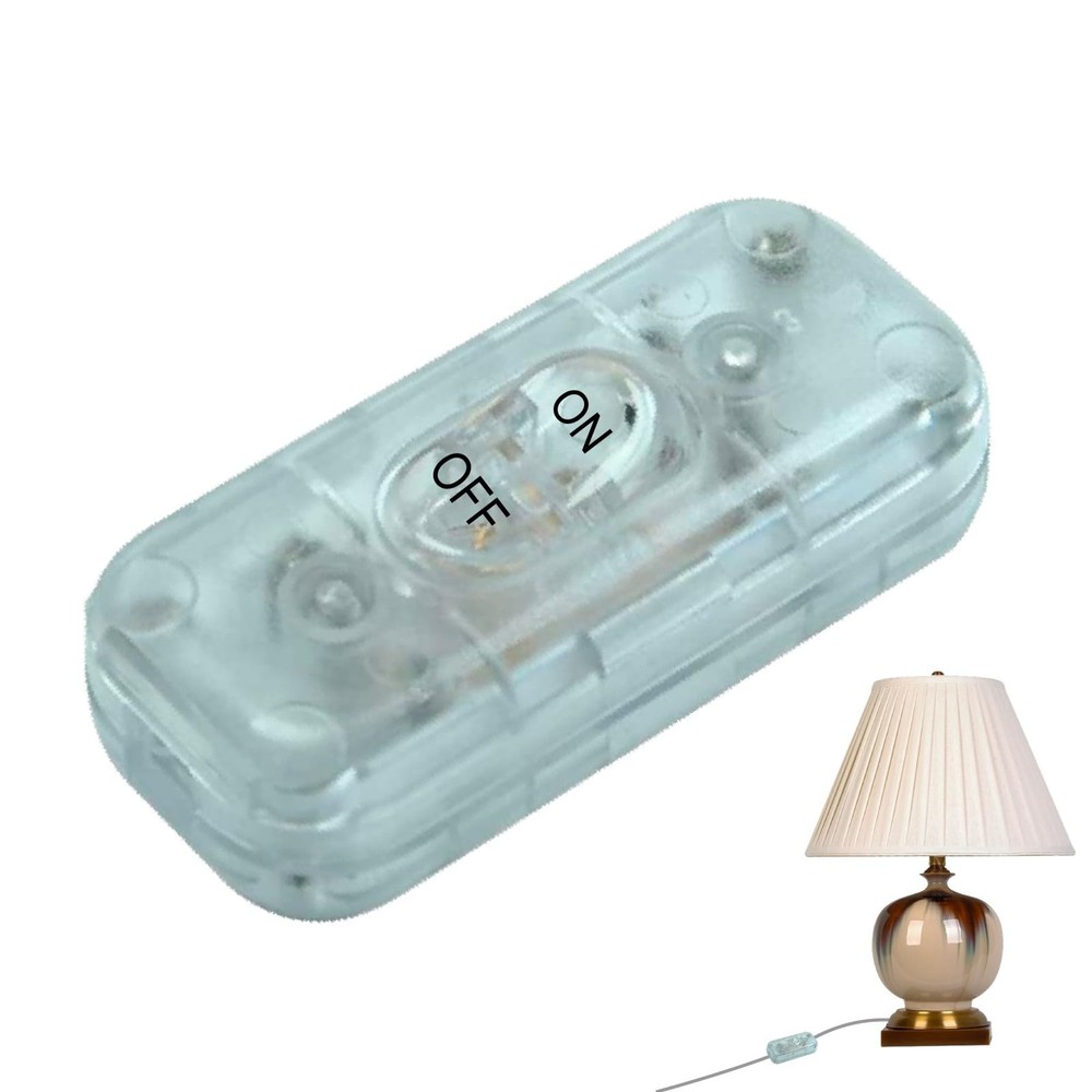Lamp Switch Replacement Inline Light Zip Cord Clear ON/Off Rocker Power Control
