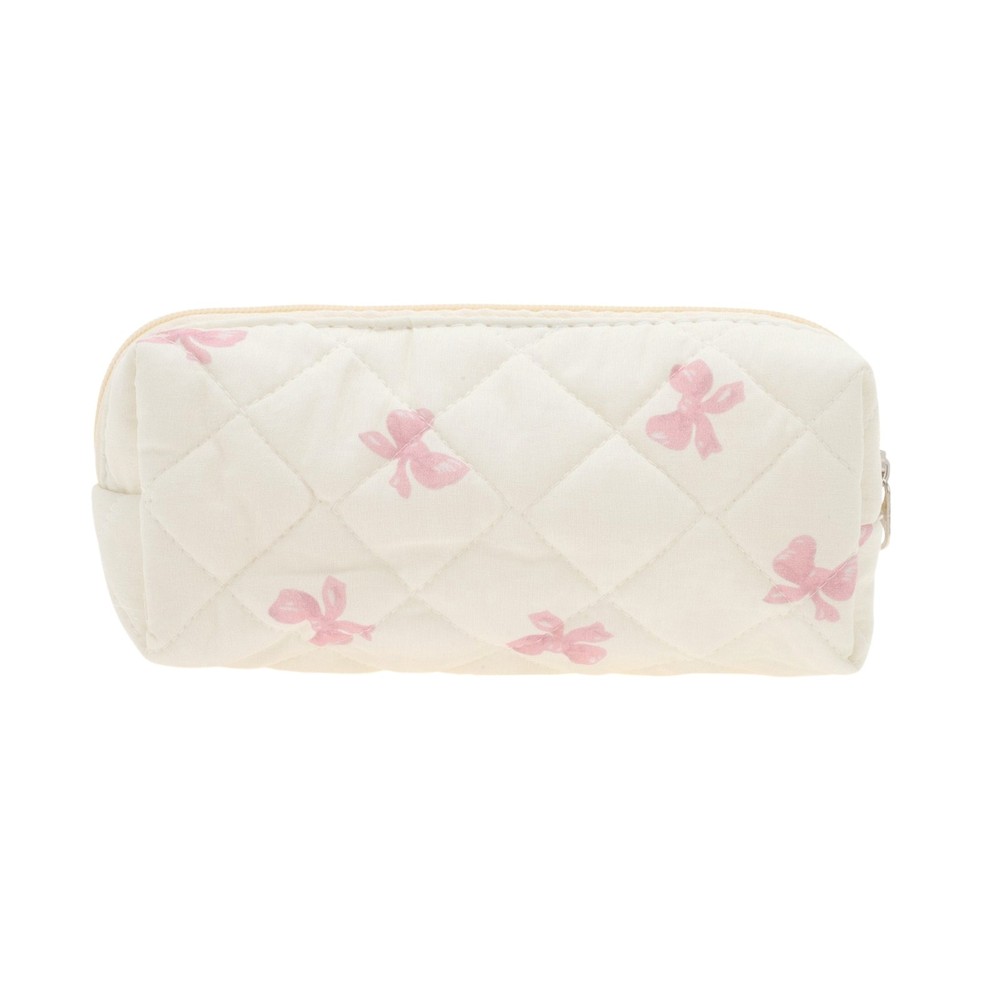 1 Pc Durable Bow Quilting Makeup Bag