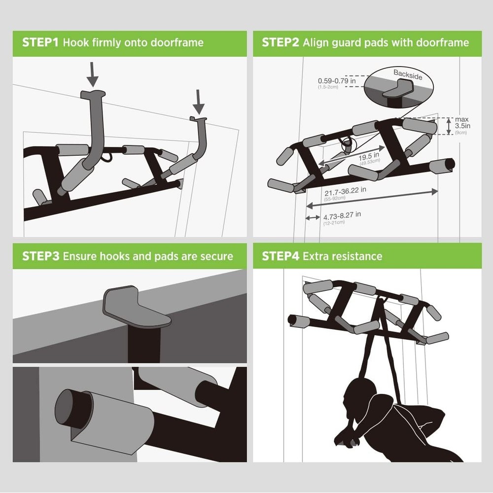 2026 Upgrade Multi-Grip Pull Up Bar with Smart Larger Hooks Technology - USA Ori