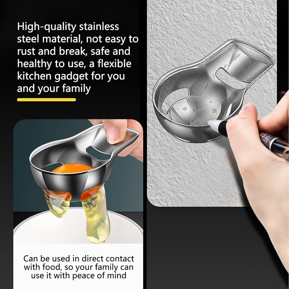 Egg Yolk Separator, Cracker Tool for Raw Eggs, Food Grade Stainless...