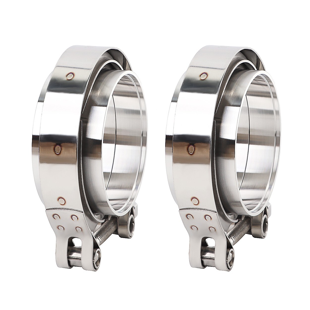 LokoCar 3 Inch V Band Clamp With Flange Male Female Stainless Steel Silver 2Pcs