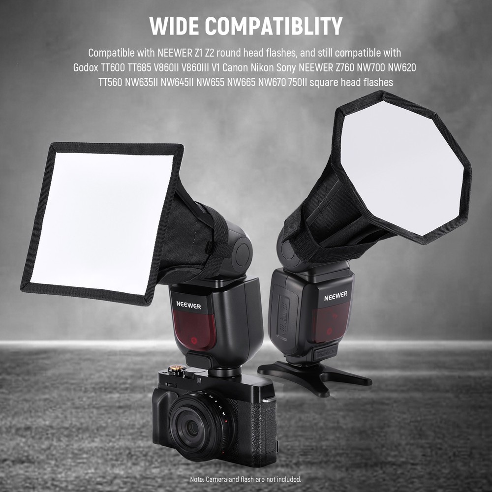 NEEWER NS5PD 2-Pack Flash Diffusers - Octagon/Rectangle for Godox