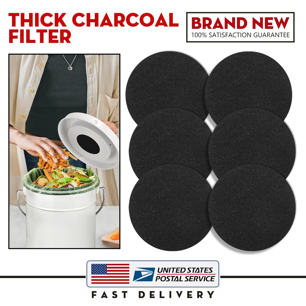 6 Pack 6.7 Inch Compost Bin Replacement Filters Thickened Odor Absorption