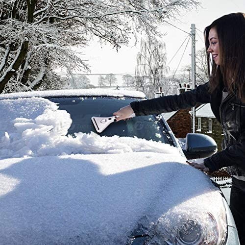 Zone Tech 12V Heated Electric Car Window Snow Ice Scraper Extendable LED Light