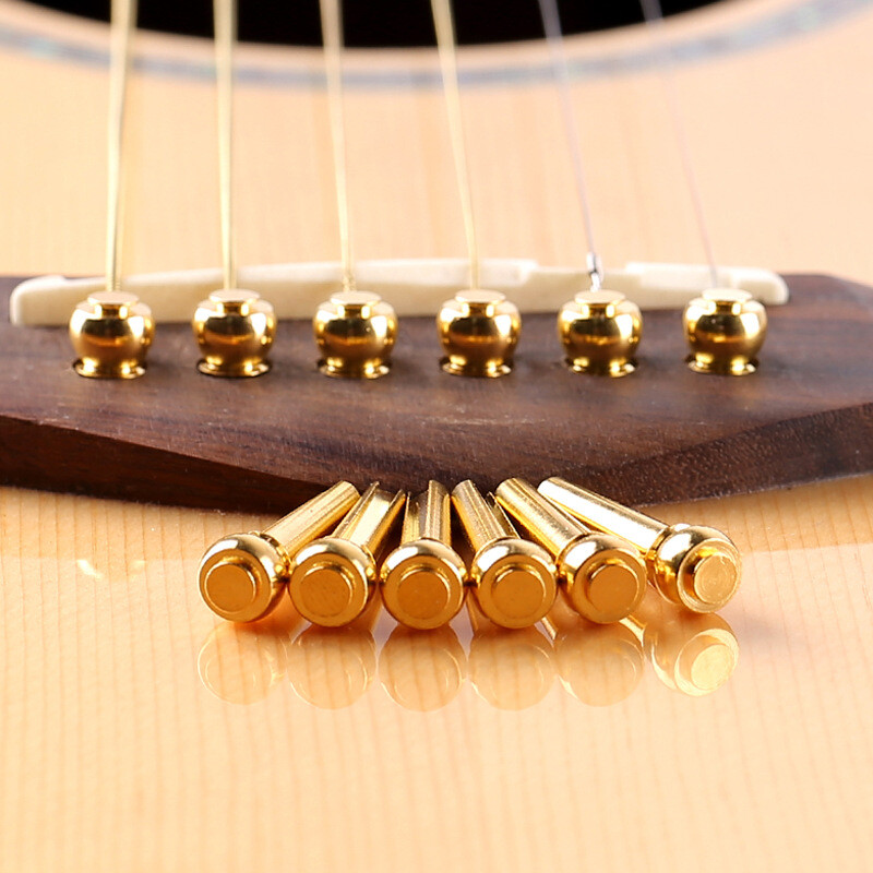 6pcs Set Acoustic Electric Guitar String Bridge Pins Solid Copper Brass Endpin