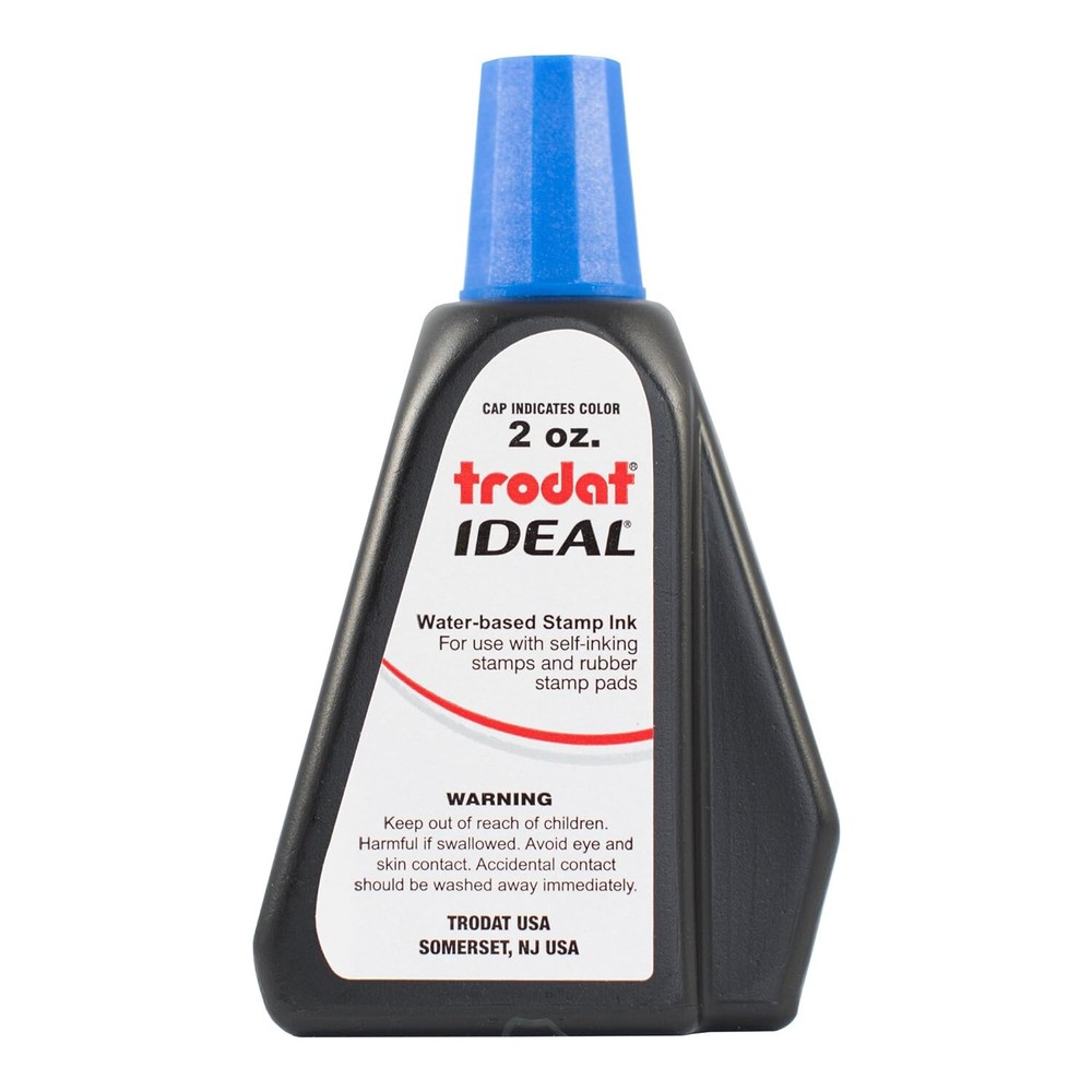 ABC Ink Refill Fluid for Self-Inking Stamp - Blue - Use with Most Self Inking