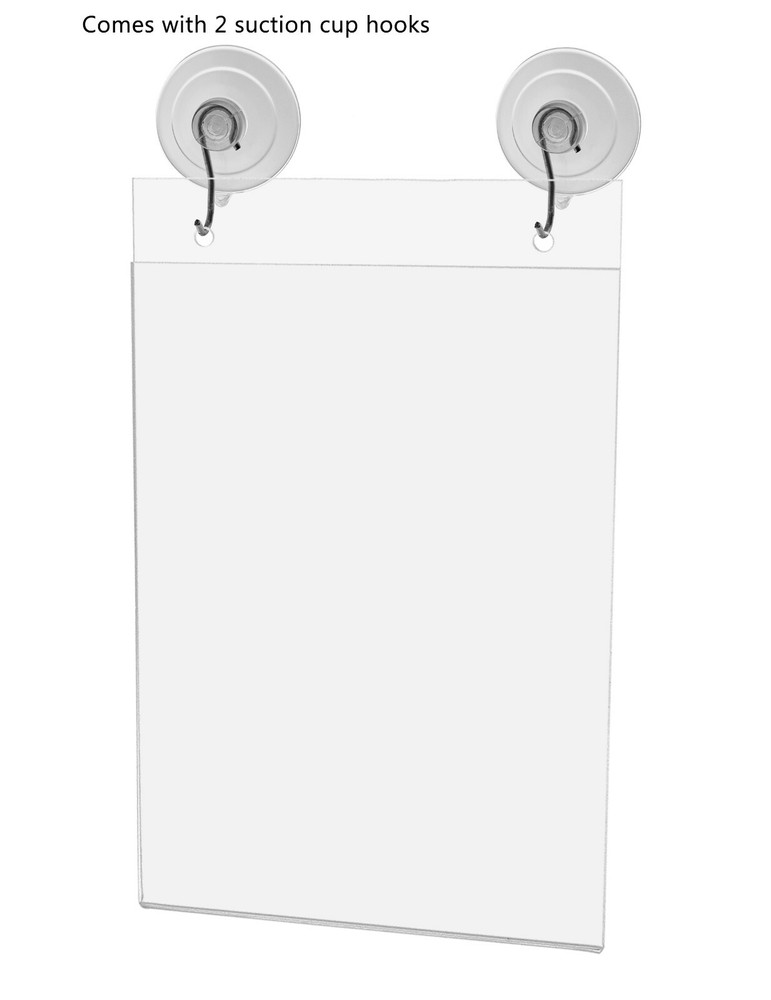 5"W x 7"H Window Mount Sign Holder Suction Cup with Hooks