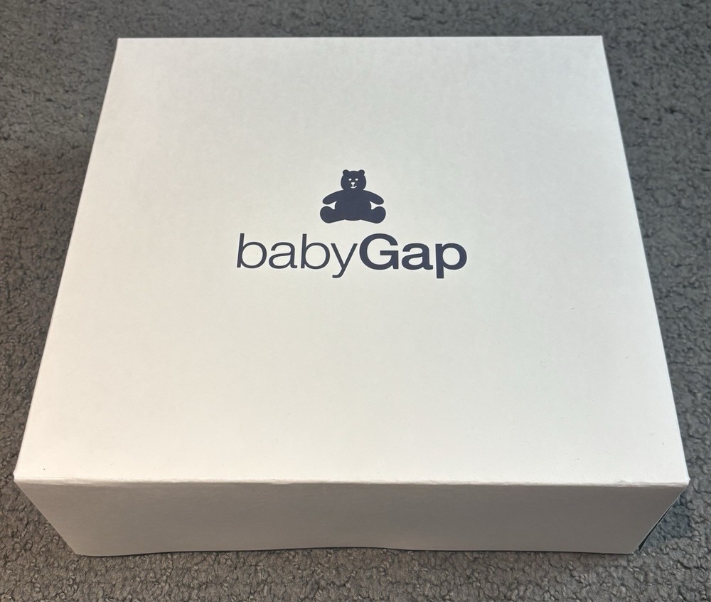 Baby Gap White Blue Gift Box Foldable 11” x 11” x 3.75”