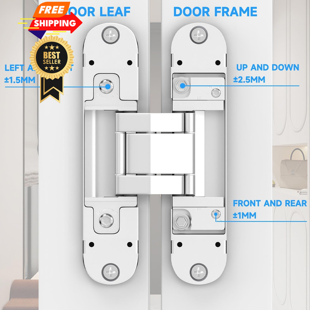 bartuda Hidden Door Hinge 5.5 Inch Hinges for Doors inch, Silver