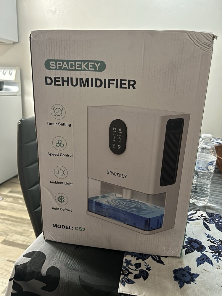 SPACEKEY CS2 Table Top Dehumidifier White Timer Speed Ambient Light Auto Defrost