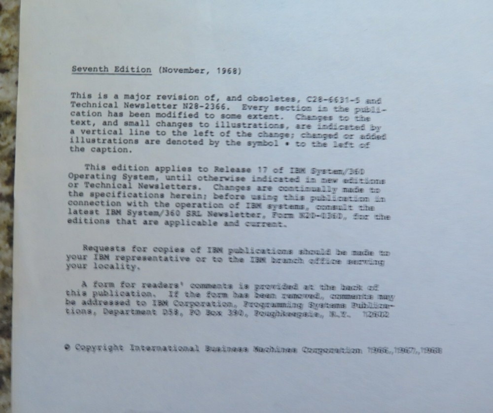 Vintage IBM System / 360 Operating System Messages and Codes Dated 1968