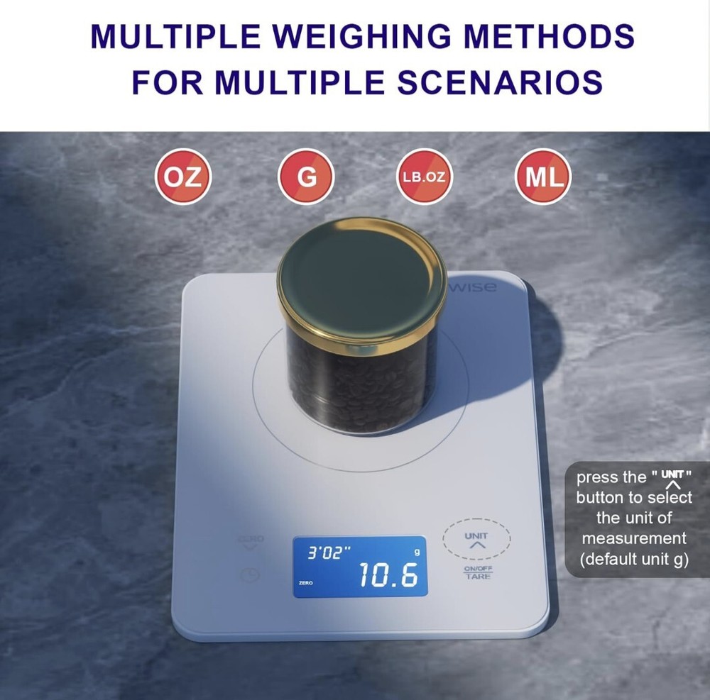 High Precision Coffee Scale With Timer Battery Power Supply Waterproof Tempered