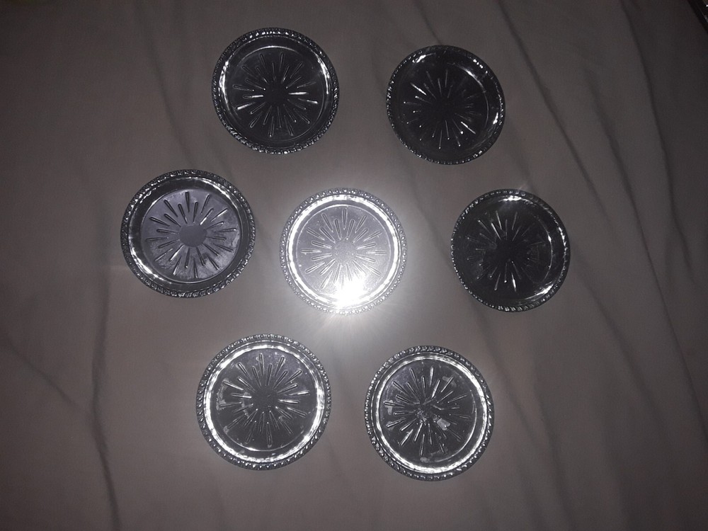 Irvinware Silver Plated Coasters Set Of 7
