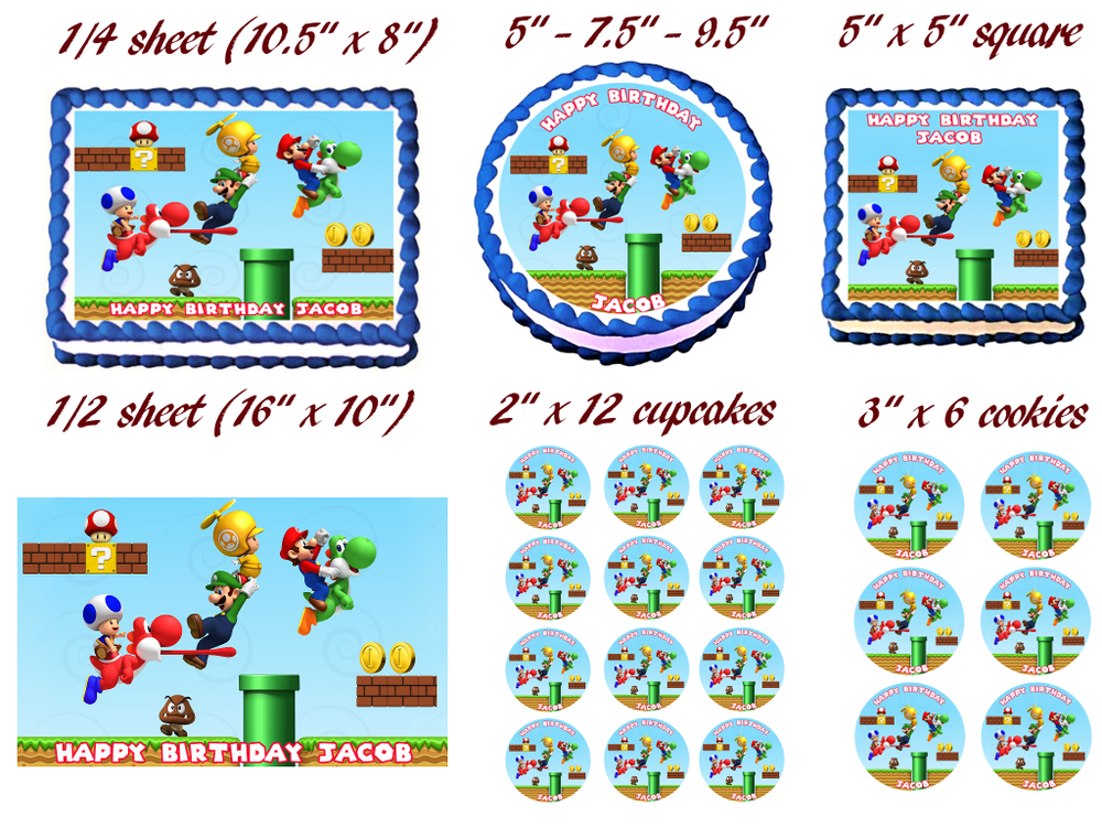 MARIO BROS Edible Cake topper Party image