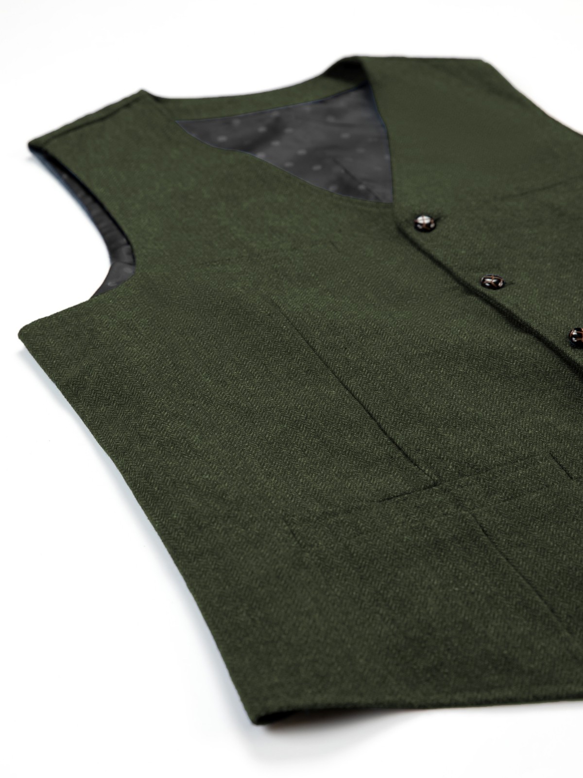 Mens Tweed Vest Retro Herringbone Western Cowboy Groom Formal Dress Waistcoat