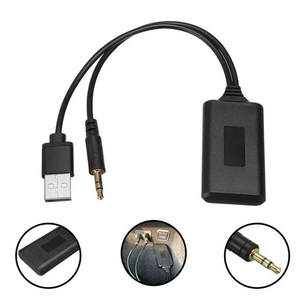 Aux to Bluetooth 5.0 Adapter 3.5mm Bluetooth Receiver Microphone for Car NEW