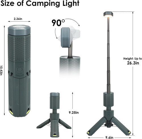 Telescopic Camping Lights,Portable Lantern with Storage Light Gray
