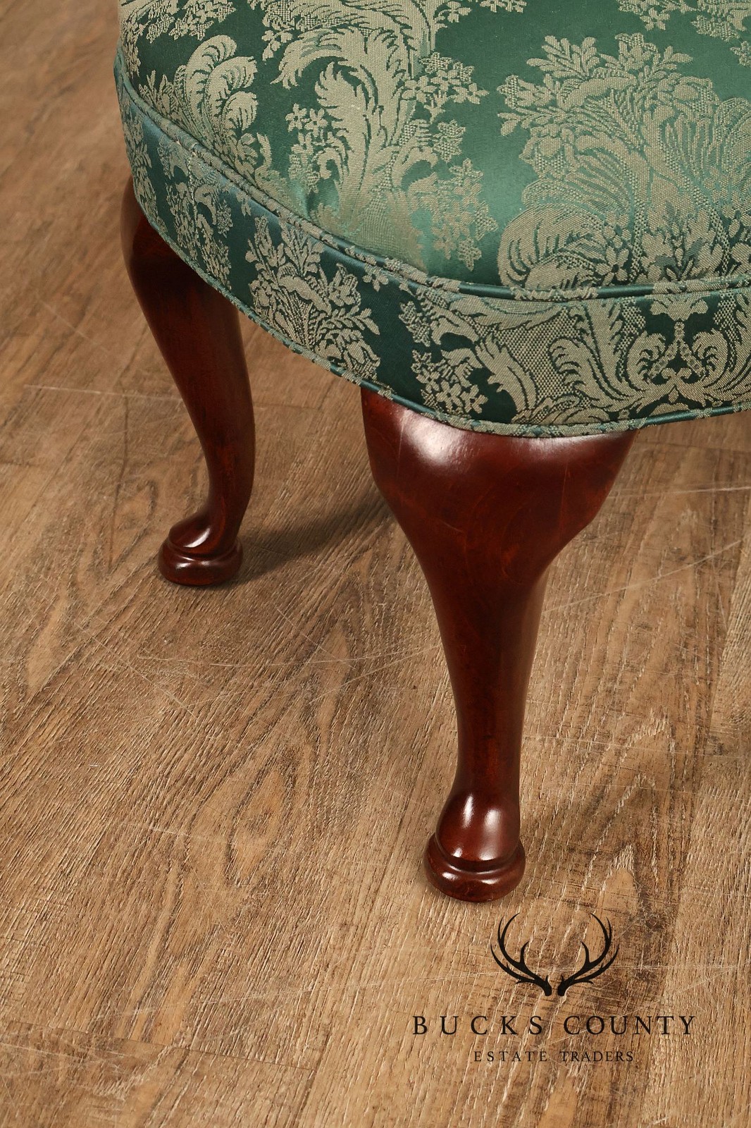 Traditional Upholstered Ottoman With Cabriole Legs