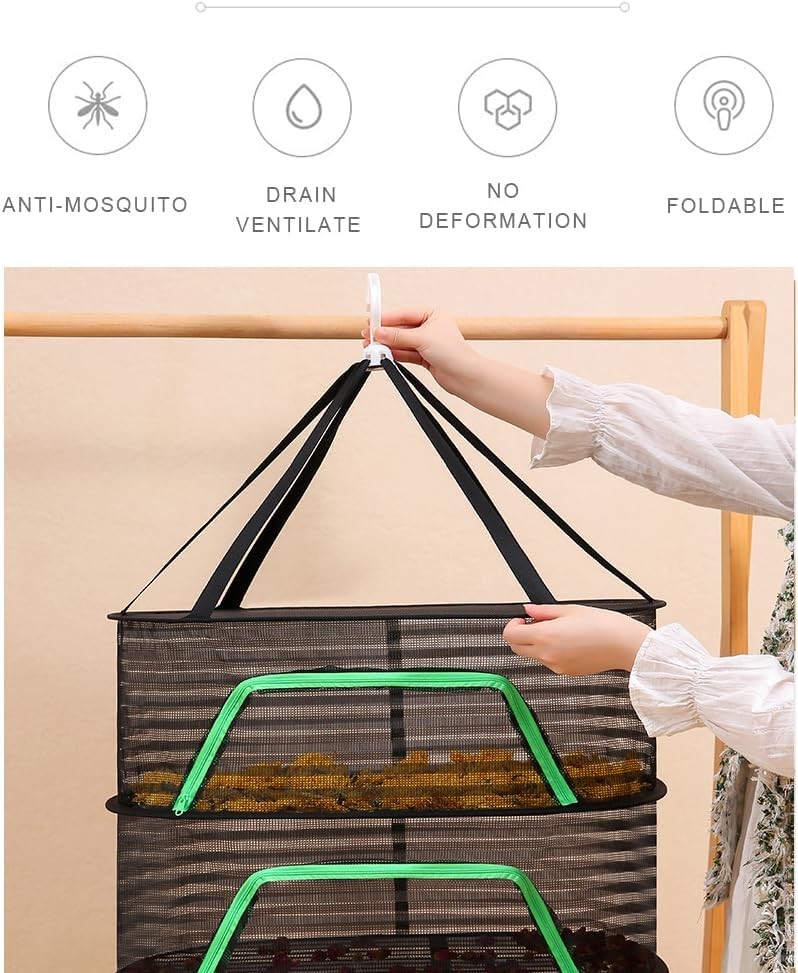 Foldable Drying Net Vegetables Fish & Dehydrated Goods Multi-Tiered Food Drying